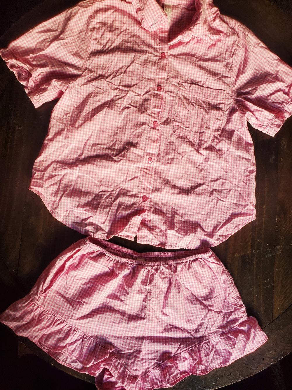 Auden Pink Gingham Short Pajama Set - Picture 3 of 4